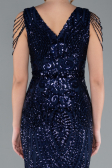 Abendkleid im Meerjungfrau-Stil Lang Schuppig Marineblau ABU3842