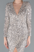 Abendkleid Lang Schuppig Beige ABU4763