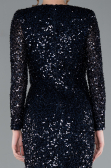 Abendkleid Lang Schuppig Marineblau ABU4763