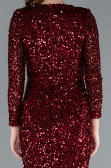 Abendkleid Lang Schuppig Weinrot ABU4763