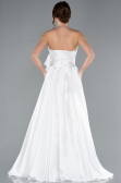 Abendkleid Lang Satin Weiß ABU4774