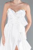 Abendkleid Lang Satin Weiß ABU4774