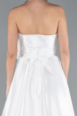 Abendkleid Lang Satin Weiß ABU4774