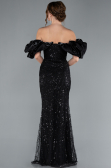Schwarz Abendkleid İm Meerjungfrau-Stil Lang ABU4509