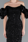 Schwarz Abendkleid İm Meerjungfrau-Stil Lang ABU4509