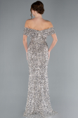 Abendkleid im Meerjungfrau-Stil Lang Schuppig Beige ABU4778