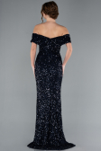 Abendkleid im Meerjungfrau-Stil Lang Schuppig Marineblau ABU4778