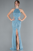 Abendkleid im Meerjungfrau-Stil Lang Eisblau ABU4766
