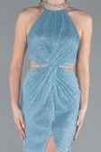 Abendkleid im Meerjungfrau-Stil Lang Eisblau ABU4766