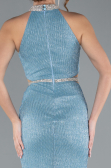 Abendkleid im Meerjungfrau-Stil Lang Eisblau ABU4766