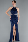 Abendkleid im Meerjungfrau-Stil Lang Marineblau ABU4766