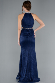 Abendkleid im Meerjungfrau-Stil Lang Marineblau ABU4766