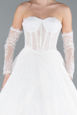 Hochzeitskleider Lang Spitze Weiß ABG038