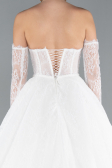 Hochzeitskleider Lang Spitze Weiß ABG038