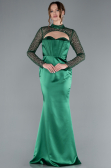 Abendkleid Lang Satin Smaragdgrün ABU4765