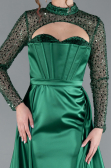 Abendkleid Lang Satin Smaragdgrün ABU4765