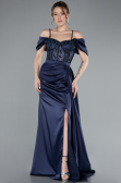 Abendkleid Lang Satin Marineblau ABU4801