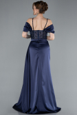 Abendkleid Lang Satin Marineblau ABU4801