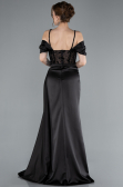 Abendkleid Lang Satin Schwarz ABU4801