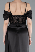 Abendkleid Lang Satin Schwarz ABU4801