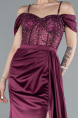 Abendkleid Lang Satin Kirschrot ABU4801