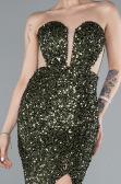 Abendkleid im Meerjungfrau-Stil Lang Schuppig Khaki ABU4790