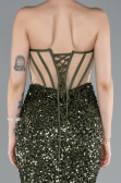 Abendkleid im Meerjungfrau-Stil Lang Schuppig Khaki ABU4790