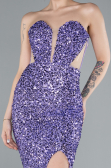 Abendkleid im Meerjungfrau-Stil Lang Schuppig Lila ABU4790