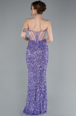 Abendkleid im Meerjungfrau-Stil Lang Schuppig Lila ABU4790