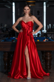 Abendkleid Lang Satin Rot ABU4774