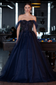 Designer Abendkleid Lang Marineblau ABU4762