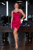 Partykleid Mini Satin Fuchsie ABK2174