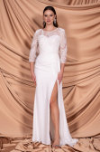 Abendkleid Lang Chiffon Weiß ABU4293
