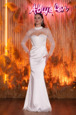 Abendkleid Lang Satin Weiß ABU4765