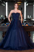 Marineblau Designer Abendkleid Lang ABU4431