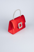 Abendtasche Satin Rot V758