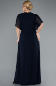 Abendgarderobe in Großen Größen Lang Chiffon Marineblau ABU4794