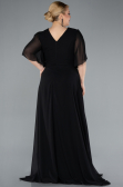 Abendgarderobe in Großen Größen Lang Chiffon Schwarz ABU4794