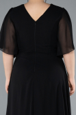 Abendgarderobe in Großen Größen Lang Chiffon Schwarz ABU4794