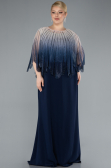 Abendgarderobe in Großen Größen Lang Chiffon Marineblau ABU4820
