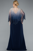 Abendgarderobe in Großen Größen Lang Chiffon Marineblau ABU4820