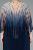 Abendgarderobe in Großen Größen Lang Chiffon Marineblau ABU4820
