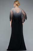 Abendgarderobe in Großen Größen Lang Chiffon Schwarz ABU4820