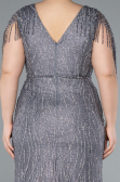 Grau Abendkleid İn Übergröße Lang ABU4146