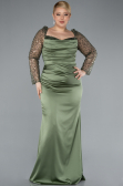 Kleider in Großen Größen Lang Satin Khaki ABU4670