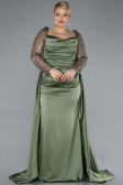 Kleider in Großen Größen Lang Satin Khaki ABU4670