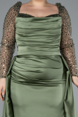 Kleider in Großen Größen Lang Satin Khaki ABU4670