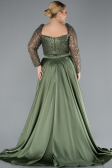Kleider in Großen Größen Lang Satin Khaki ABU4670