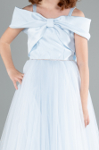 Abendkleid für Kinder Lang Eisblau ABU4826