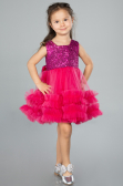 Abendkleid für Kinder Kurz Fuchsie ABK2066